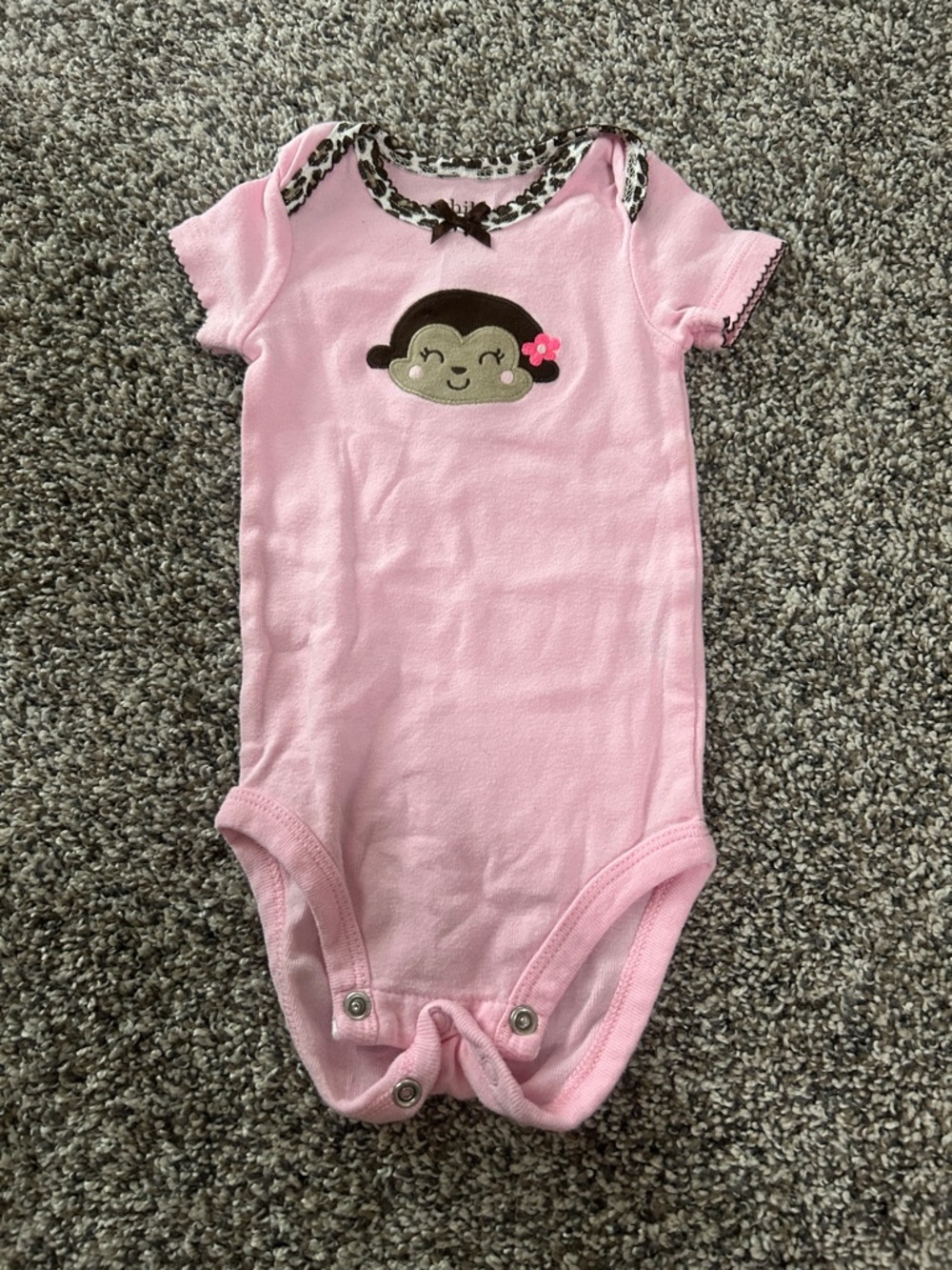 child of mine Pink One-Piece with Monkey Applique